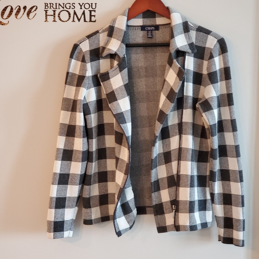 CHAPS Zippered Knit Jacket